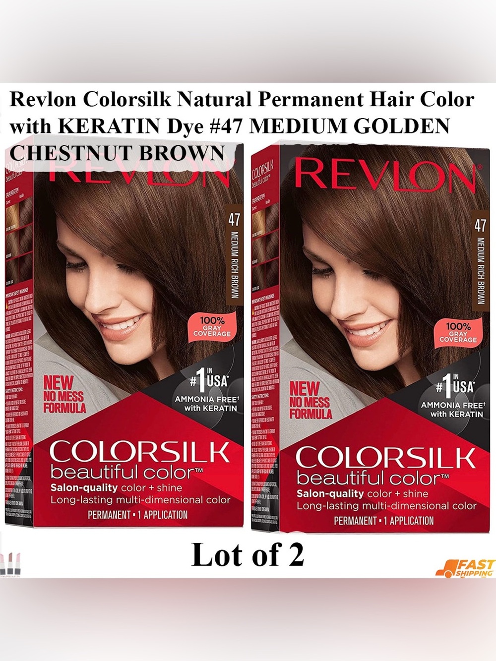 Revlon Colorsilk Medium Rich Chestnut Brown Hair Color (Lot of 2)